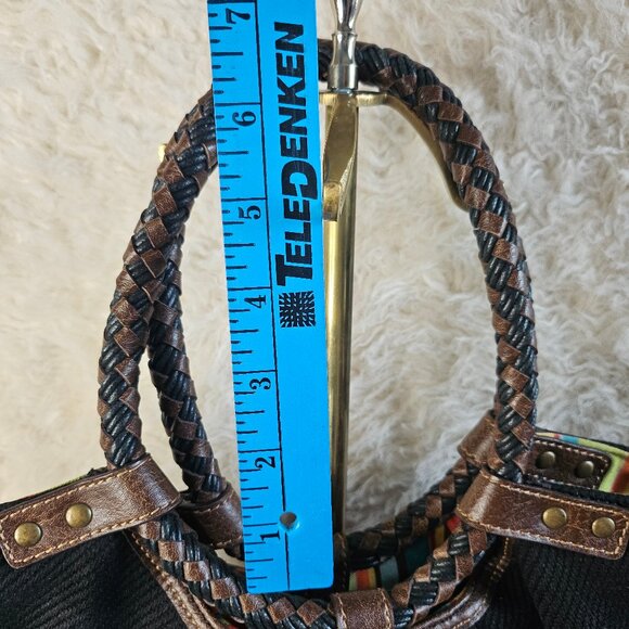 Fossil 75082 Women's Black Canvas Brown Leather Trim Shoulder Bag - Picture 6 of 12